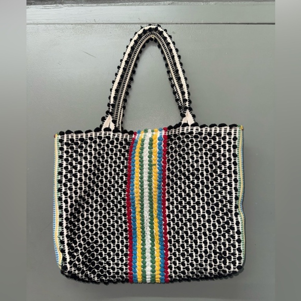 ANTONELLO TEDDE URTEI Strisce Multi.Ethically  Sardinian Handwoven Cotton tote‎
